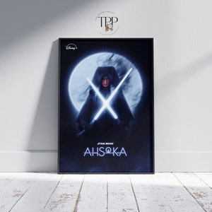 Star Wars Ahsoka Poster, Sci-Fi Superheld Wanddekoration, Fine Art Print, mandalorianische Malerei, ideales Geschenk für Filmliebhaber