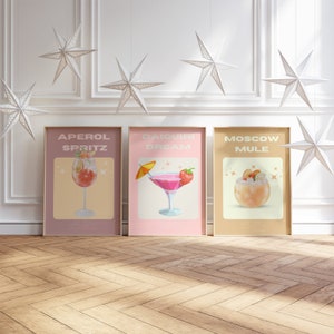 Pósteres de cócteles: Aperol Spritz, Moscow Mule, Daiquiri Dream: decoración de bar única, impresión de alta calidad, regalo de cocina