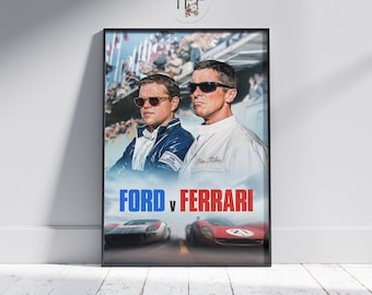 Ford v Ferrari Movie Poster: Christian Bale, Drama Film Art Print