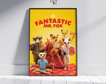 Fantastic Mr. Fox Movie Poster, Wes Anderson Retro Art Print