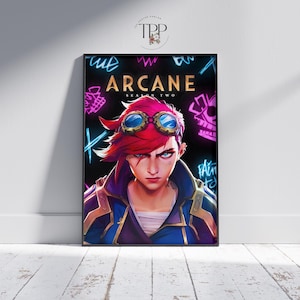 Póster de la temporada 2 de Arcane, arte de fan de Jinx y Vi, impresión de la serie de televisión, decoración de pared para el hogar, idea de regalo única