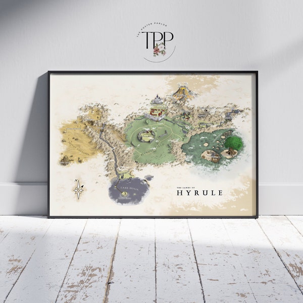 Póster del mapa de Hyrule: Impresión artística vintage del juego Legend of Zelda