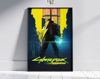 Cyberpunk Edge Runners Art Poster, Fine Art Print, Futuristic Wall Decor for Gamers and Sci-Fi Fans