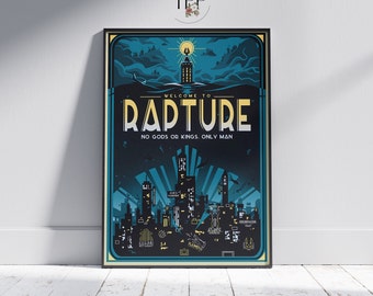 BioShock Inspired Artwork, Rapture City Poster, Atmospheric Game Room Decor, Unique Gamer Gift