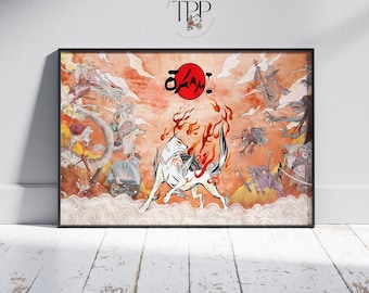 Okami Game Poster, Ōkami Amaterasu Wall Art, Gaming Room Decor, High Quality Print, Unique Gamer Gift