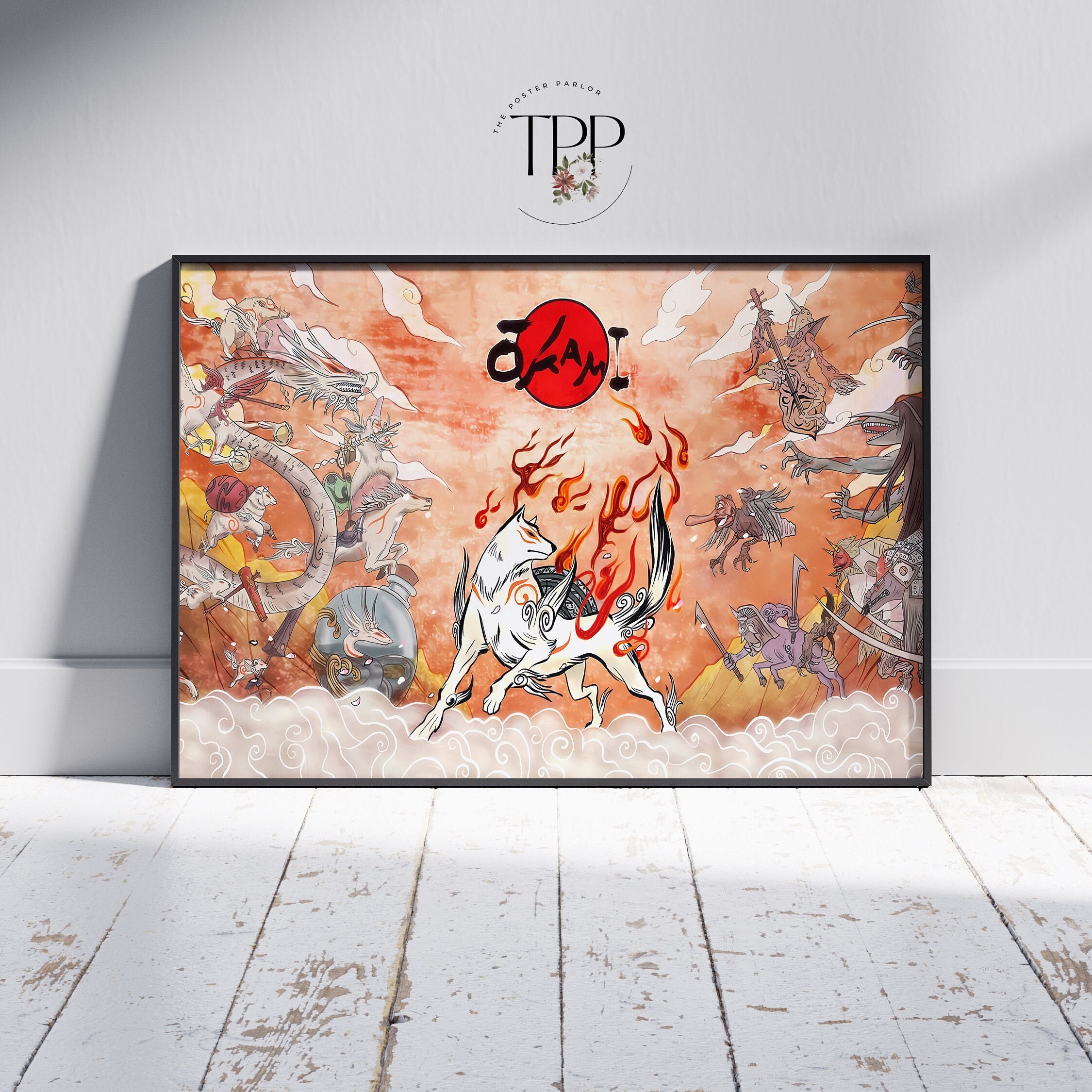 Okami Amaterasu Flower Trail Solar Flare Matte Art Print 