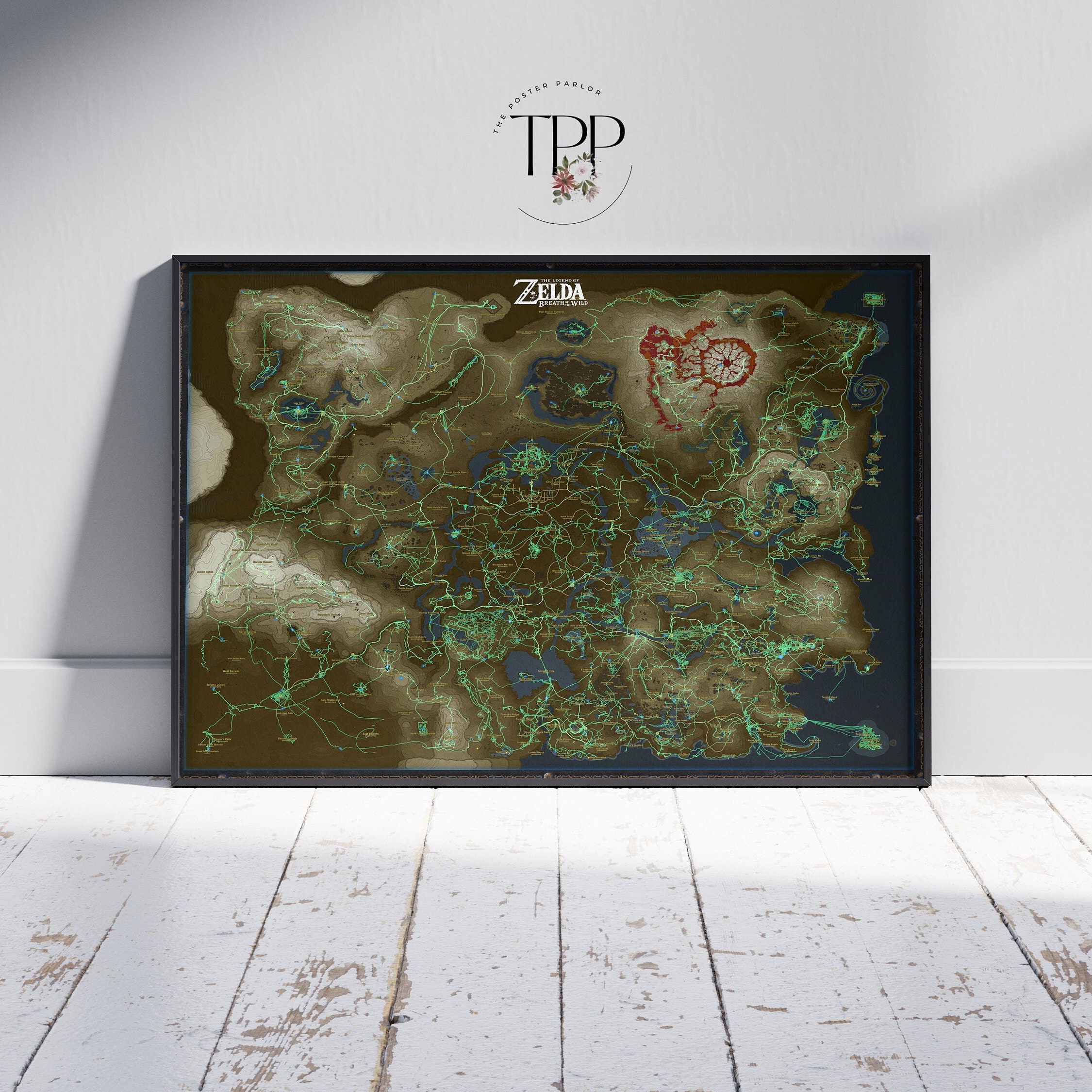 Legend of Zelda Map Poster Breath of the Wild Wall Art Etsy