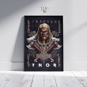 Thor Poster: Vintage Norse Mythology Wall Art