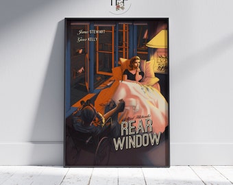 Rear Window Movie Poster, Vintage Film Wall Art, Home Theater Decor, Alfred Hitchcock, Gift for Movie Buffs
