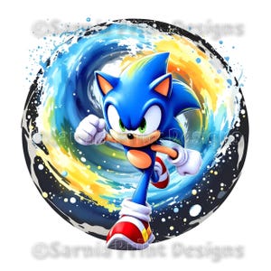 Sonic le hérisson aquarelle Splash 20 fichiers JPG haute qualité Clipart illustrations graphiques et oeuvres d'art en téléchargement numérique instantané