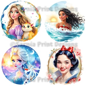 Raiponce Vaiana Elsa Blanche-Neige Princesses + Châteaux 32 fichiers JPG haute qualité 3000 x 3000 px Clipart Illustrations imprimables en téléchargement numérique