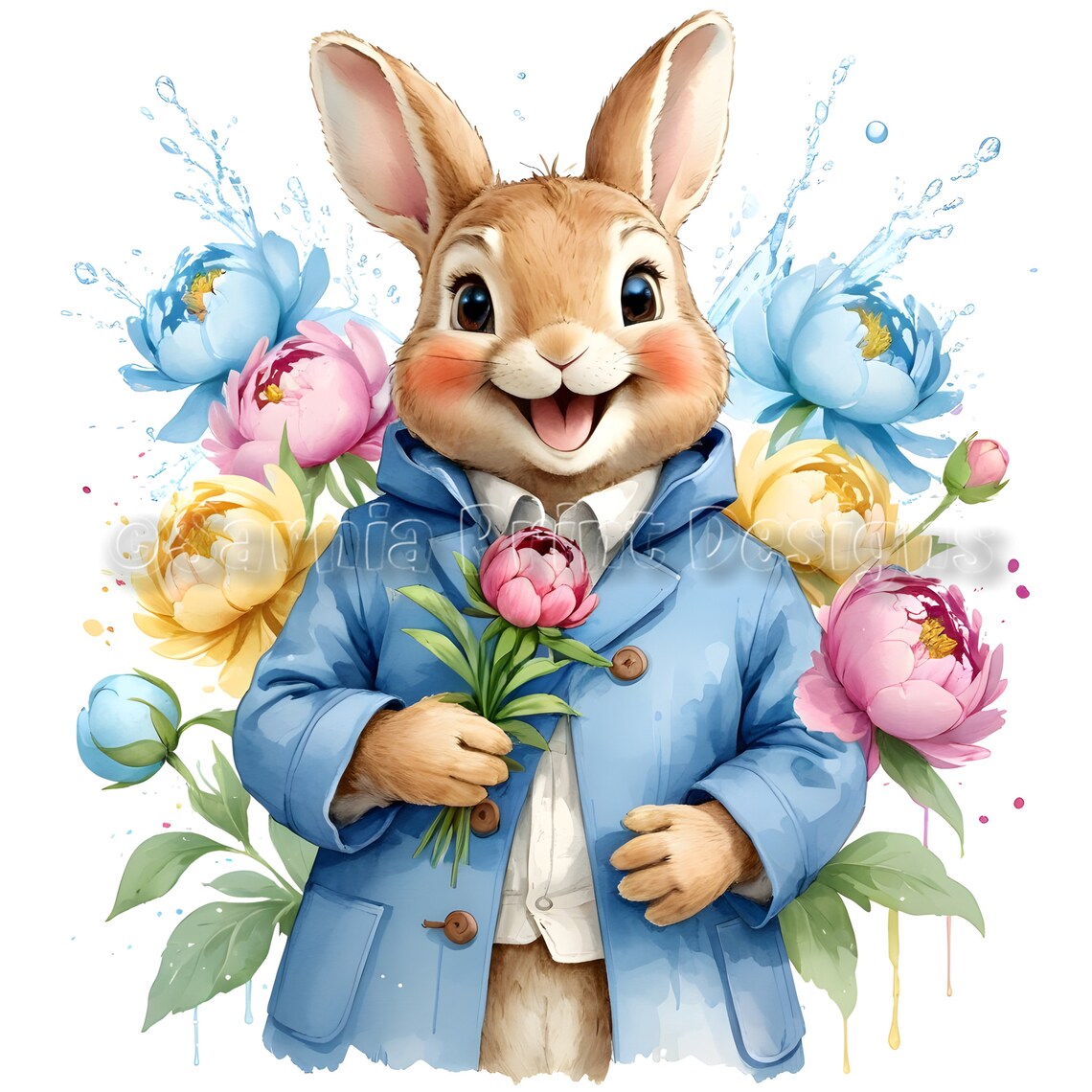 Peter Rabbit Beatrix Potter Style Spring Bunny Watercolour Clipart Card ...