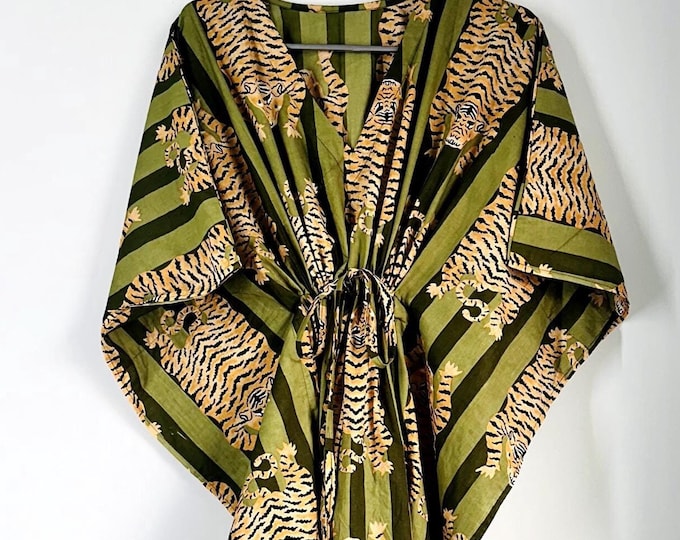 Jungle Print  kaftan,caftan,cotton Lounge and sleepwear summer Kaftan, beach wear dress,maxi Gown nightwear, gift for her