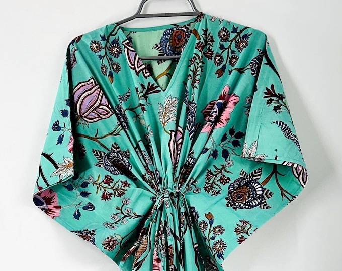 Cotton Kaftan, Indian Floral Kaftan, Long Caftan,Dress For to be Moms, Beach Cover up, Sleepwear, Indian Kaftan, Maxi Dress,Bikini Cover Up
