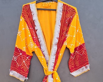 Indian Kimono Recycled Silk Sari Dressing Gowns Vintage Silk Silk Kimono, Women's clothing, Women's Wear, Designer Clothing, Gift For Her,,