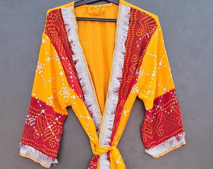 Indian Kimono Recycled Silk Sari Dressing Gowns Vintage Silk Silk Kimono, Women's clothing, Women's Wear, Designer Clothing, Gift For Her,,