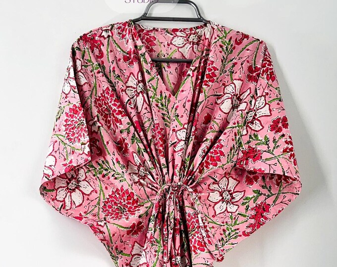 Cotton kaftan dress for Women, Hand block print Kaftan, Sun Dress , Sleepwear, Night Wear, Mom to be dress, Bridesmaid dress, Beach cover up