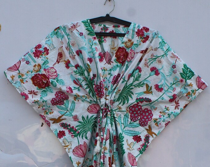 Indian Soft Cotton Kaftan Dress, Floral Print Caftan, Maxi Dress, Nightwear Dress, Beach Cover Up, Maternity Dress For to be Moms Gifts Here