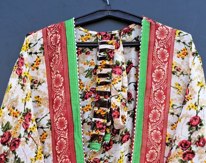 Indian Kimono Recycled Silk Sari Dressing Gowns Vintage Silk Silk Kimono, Women's clothing, Women's Wear, Designer Clothing, Gift For Her,,
