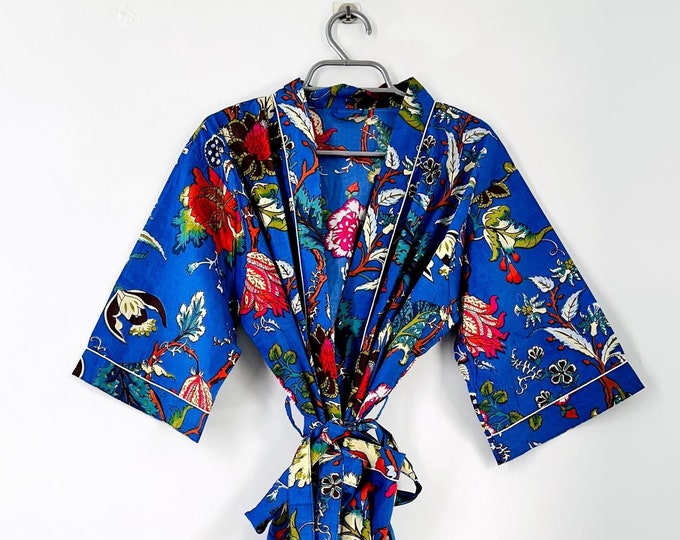 EXPRESS DELIVERY- Cotton kimono Robes, Bird print Kimono, Soft and comfortable Bath robes, wrap dress, House Coat Robe. Women unisex dress