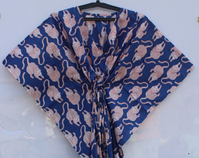 Hand block print Kaftan, Summer Wear Dress, Sleepwear, Night Wear, Mom to be dress, Bridesmaid dress, Summer clothing for women Gift For Her