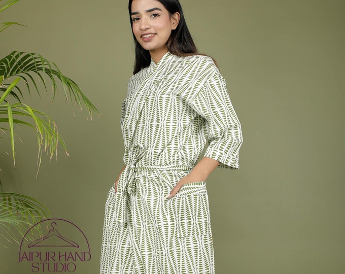Printed cotton kimono robes| Handmade cotton robes | Women party wear gown| Wedding bridesmaid robes | Block print robe | Gift for Christmas