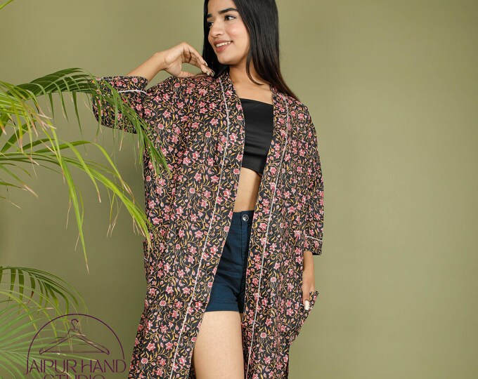 Unisex cotton bath robes | Floral Printed robe | women wear beautiful kimono robe | Lovely print and color kimono | Gift for Christmas.