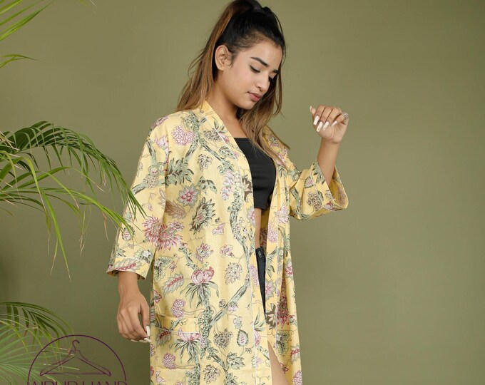 Indian handmade beach wear robes | Women wedding wear gown | Party wear kimono robe | women printed Bridesmaid robes | Gift for Christmas.