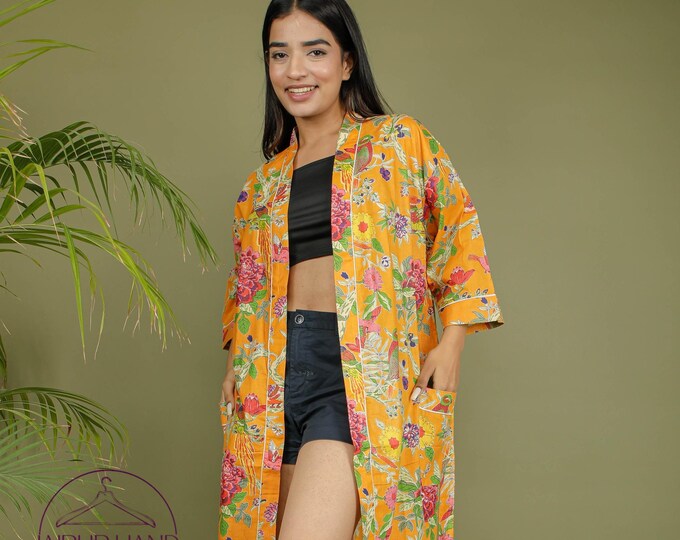 Luxuries block print cotton robe | Women night wear gown | Morning tea robe | Beach wear robes | Bridesmaid robes | Gift for Christmas.