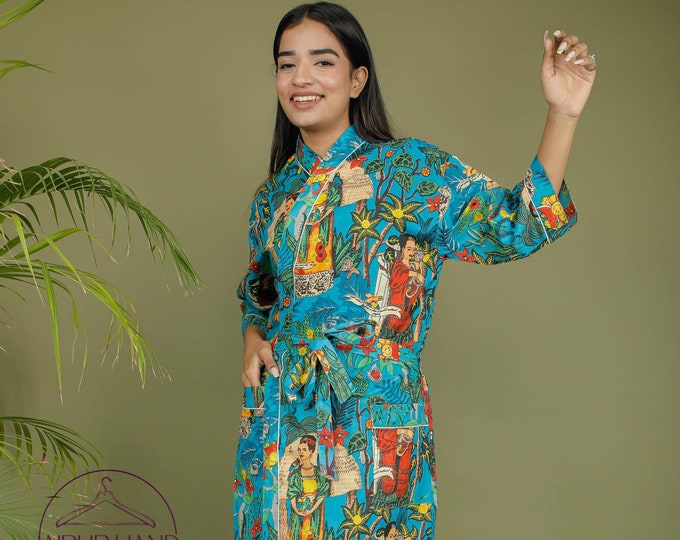 Printed cotton bath robes | Handmade women wear kimono | Summer wear robes | Beach wear kimono | Bridesmaid kimono robe | Gift for Christmas