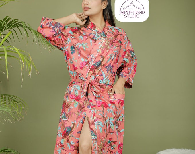 Unisex bath robes | Printed cotton kimono | women wear beautiful kimono robe | Lovely print and color kimono | Gift for Christmas.