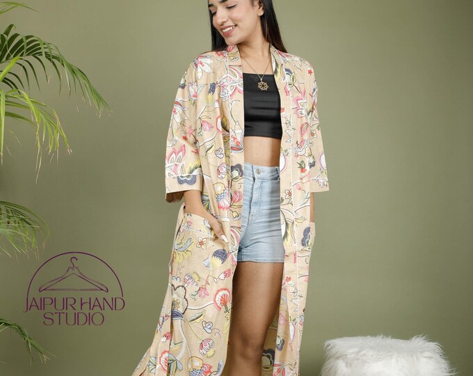 Indian pure cotton women bath robes | Hand block print sleepwear robes | women party wear long dress | Bridesmaid robes | Gift for Christmas