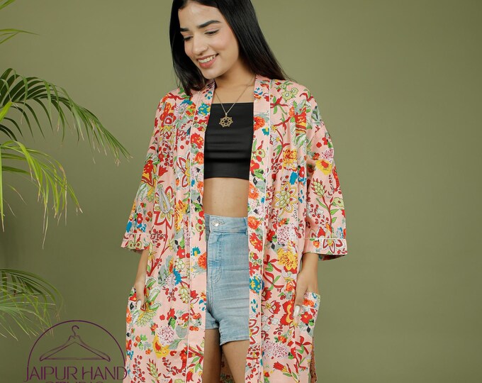 Luxury cotton kimono robes | women wear kimono | Boho floral print robes | women wedding wear kimono | Bridesmaid robes | Gift for Christmas