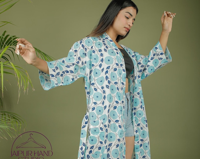 Hand block print cotton kimono | Luxuries bath robes | Boho cotton robes | Beautiful block print lovely kimonos | Gift for Christmas.