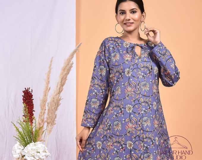 women wear cotton long midi dress | Hand block print dresses for women | Beautiful wedding wear gown | Bridesmaid dress | Gift for Christmas