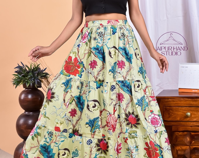 Handmade saris wrap skirt | women wear maxi long skirts | Block prints women long wear | Night wear skirts | party wear skirt | Gift for her