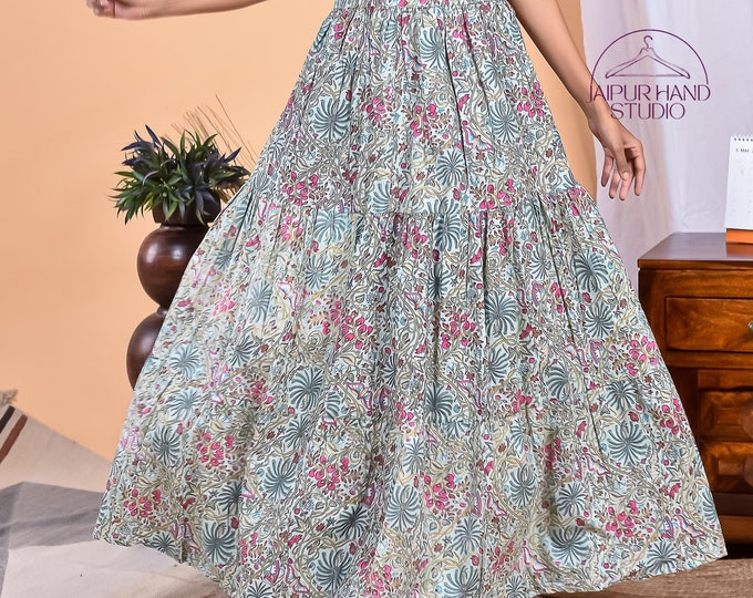 Wedding wear sari cotton wrap | Women night wear maxi skirts | Block print cotton skirts | Bridesmaid skirt | Gift for Christmas.