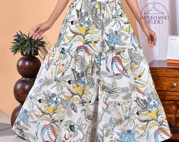 Floral print cotton maxi skirts | Women night wear long maxi | Handmade sari wrap skirt | Bridesmaid cotton skirts | Gift for Christmas.