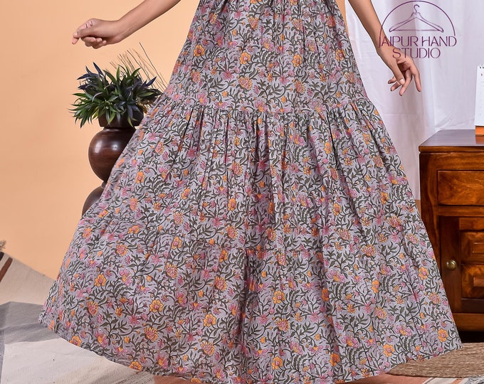 Women wear elastic skirts | Handmade skirts | wedding wear cotton skirt | Block print skirt | Bridesmaid maxi skirt | Gift for Christmas.