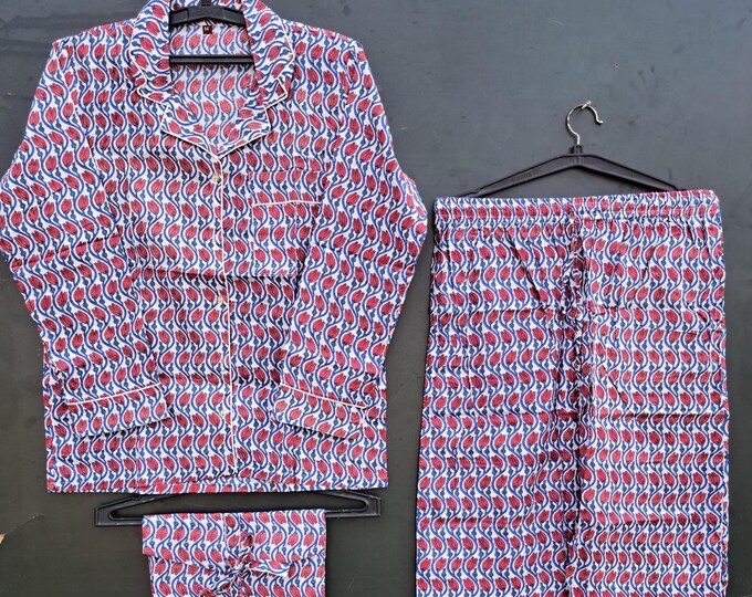 Handmade Cotton Pajama Long Pj Set, Long Pj Set, Comfortable Nightwear, Fall Night Dress, Gift For Her, Summer Pajamas for Women, Gift Him