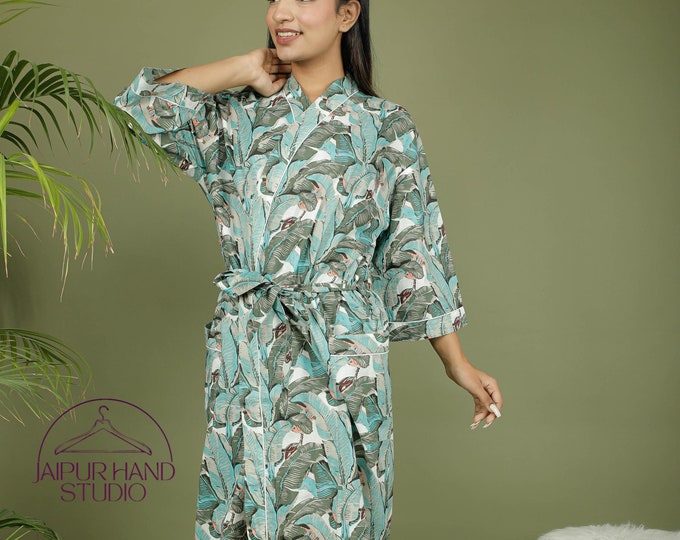 Women wear cotton bath robes | Hand block print Beach wear robes | Wedding wear kimono | Boho cotton robes | Bridesmaid robes | Gift for her
