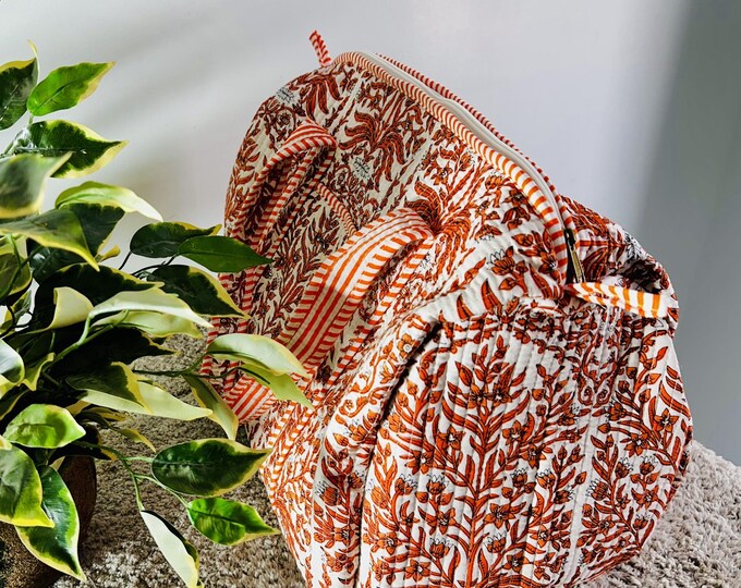 Quilted hand block print cotton bags | Cotton lagged bags | Printed shopping bags | Handmade duffel bag | Bridesmaid bags | Gift for her.