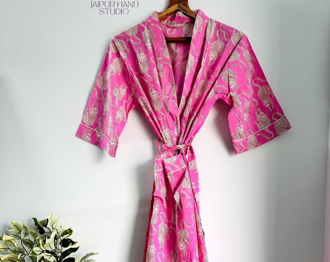 Robes, Lightweight pure cotton kimono robe, ladies night gown, kimono dressing gown, bridesmaid gowns, sustainable women bathrobe, Kimono