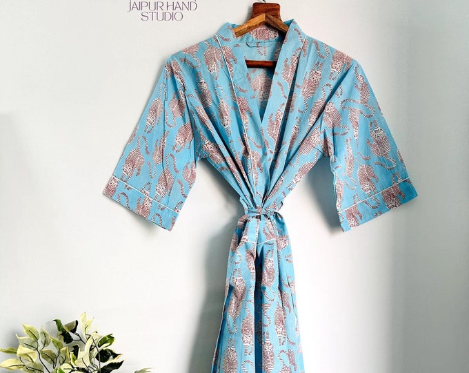 EXPRESS DELIVERY- Cotton kimono Robes, Bird print Kimono, Soft and comfortable Bath robes, wrap dress, House Coat Robe. Women unisex dress