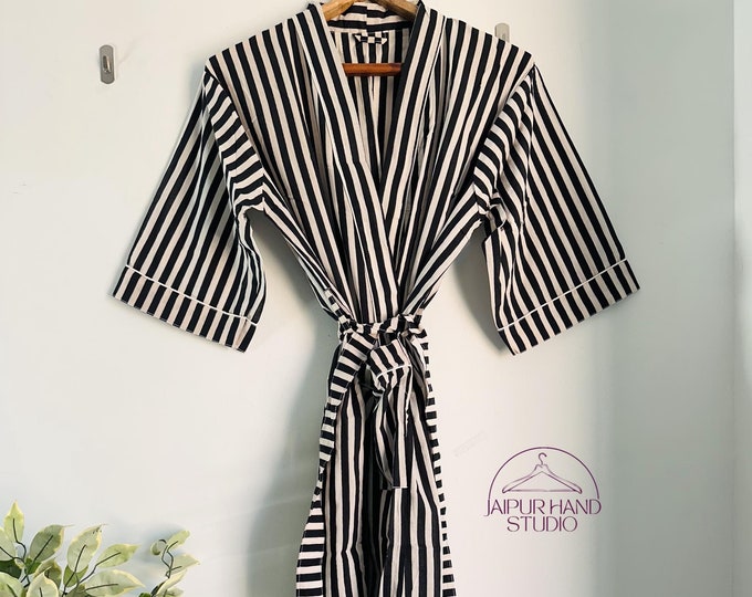 Black and white color combination robe | women party wear robe | Beautiful cotton bath robes | Bridesmaid robe | Gift for Christmas.
