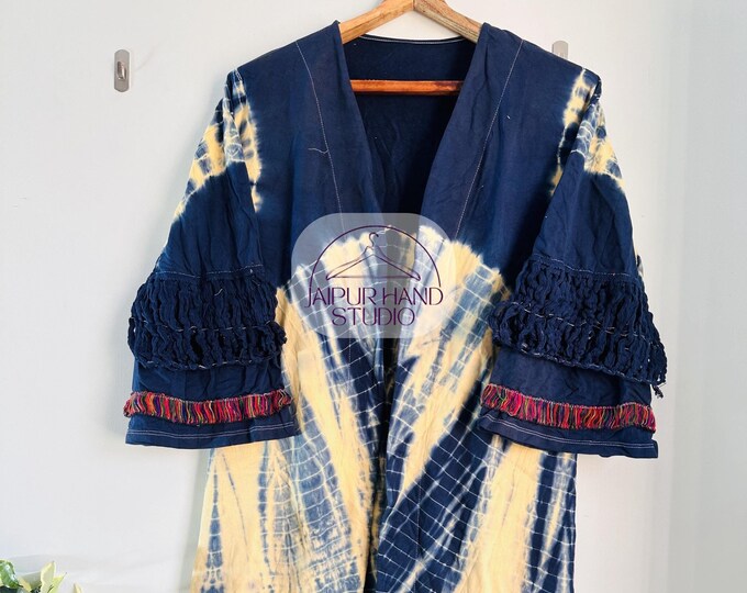 Beautiful women wear dress | Handmade stitched tie die robe | Unique sleeve design | Long sleeve robe | Festive special dress | Gift for her