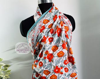 women wear sarong | Hand block print cotton scarves | Beach wear sarong | Bathing suit sarong | Bridesmaid sarong | Gift for summer.