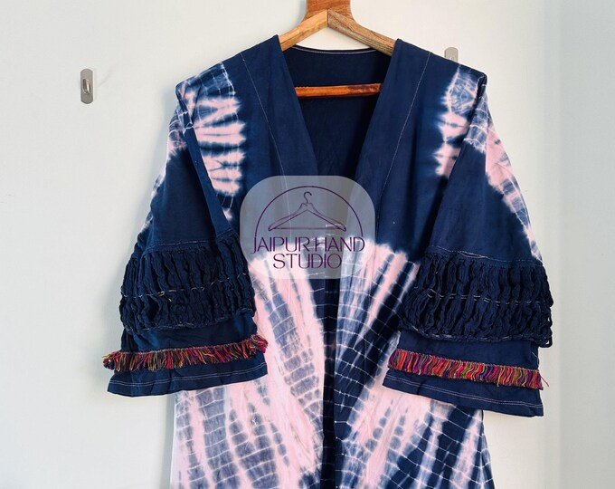 women wear tie die kimonos | Indian handmade kimono | wedding wear dress | Long sleeve robes | Bridesmaid robes | Gift for Christmas.