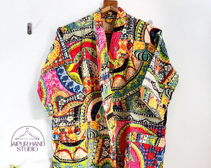 New multi color kantha kimono rob | winter wear cloth| morning tea dress| party dress| All season coat| kantha fabric made| Gift for her mom