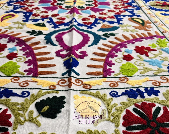Table cover made by suzani | suzani wall hanging throws | handmade embroidery blanket | suzani bed spread | Luxury bed cover | suzani throws